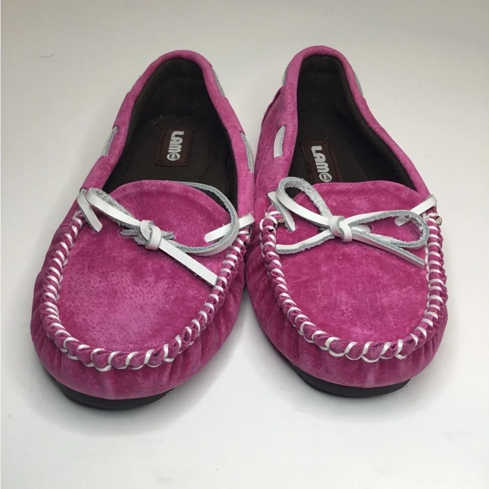 Lamo pink suede loafers kids size 1